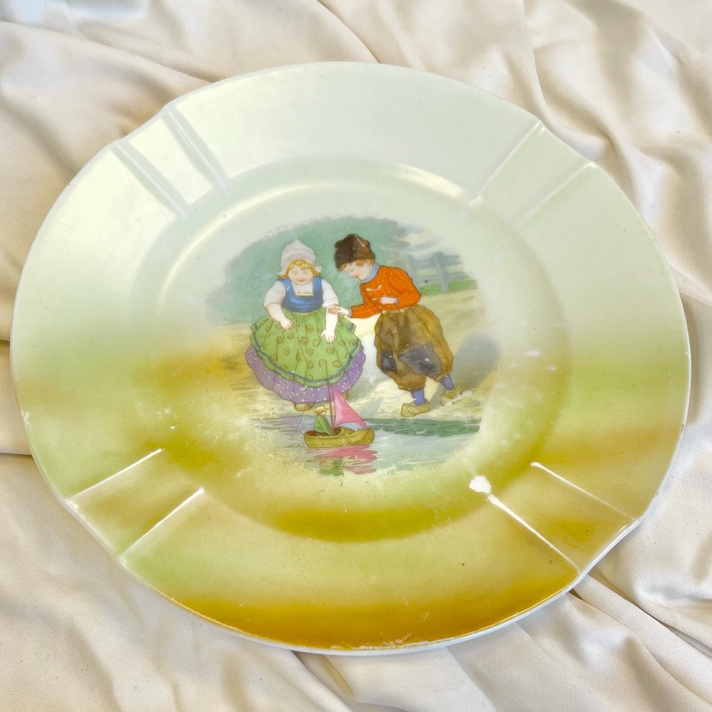 Vintage Yellow German Kids Decorative Plate
